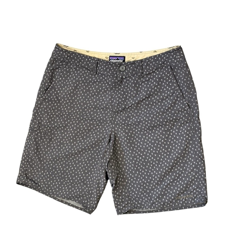 Patagonia Mens Hybrid Shorts 33 Gray Printed Outdoor Nylon Lightweight Casual